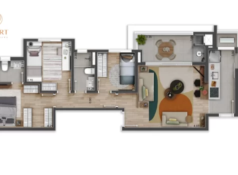 Apartamento Tipo - 81 m2 - 3 dorms. (1 suíte) Show